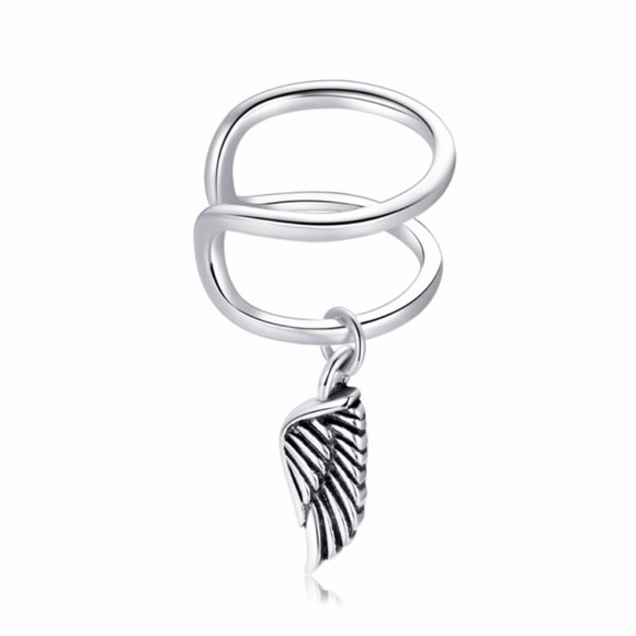 925 Sterling Silver Angel Wing Ear Cuff for Women Men - Picture 7 of 8